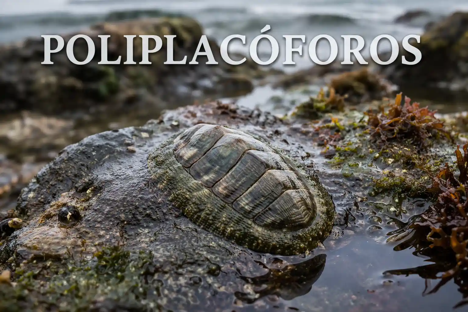 Poliplacóforos camuflados sobre una piedra en el mar